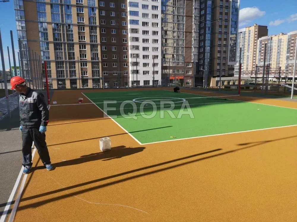 Из чего состоит бесшовное резиновое покрытие в Орехово-Зуево?